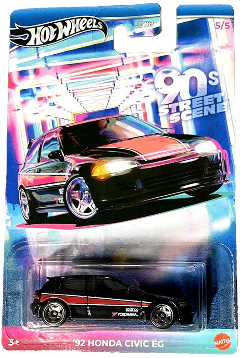 HOT WHEELS 92 HONDA CIVIC EG YOKOHAMA BLACK 90s STRAAT SCENE 1/5 1:64